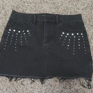 Express Black Denim Mini Skirt
